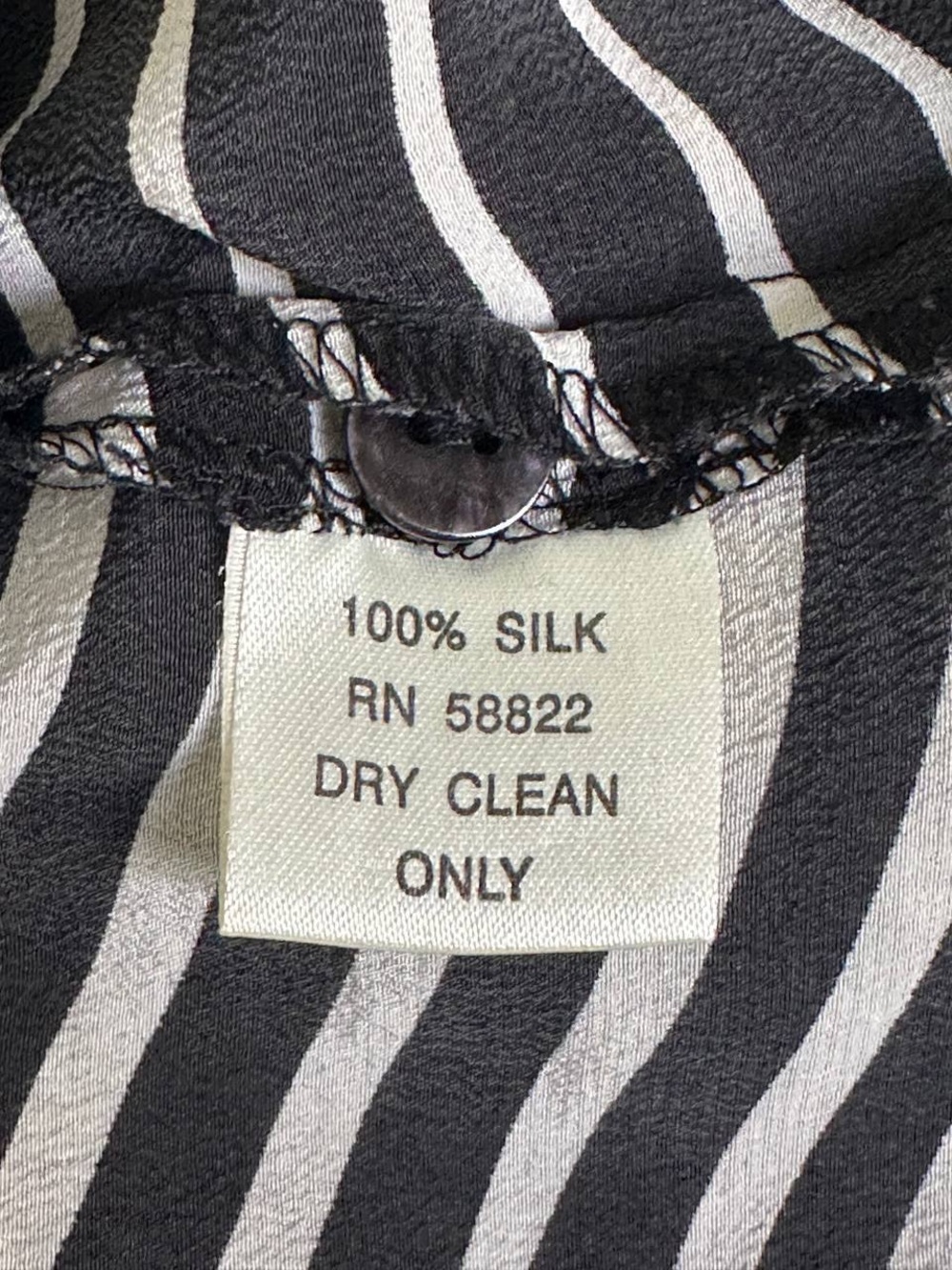 Black & White 100% silk Wavy Stripe Button-Up Shirt - Picture 3 of 3